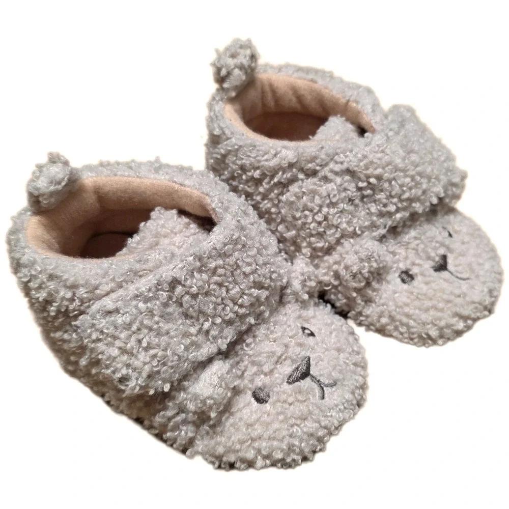Cat & Jack Bear Sherpa Booties Slippers Baby's Shoes Size‎ 3-6 Months Cream